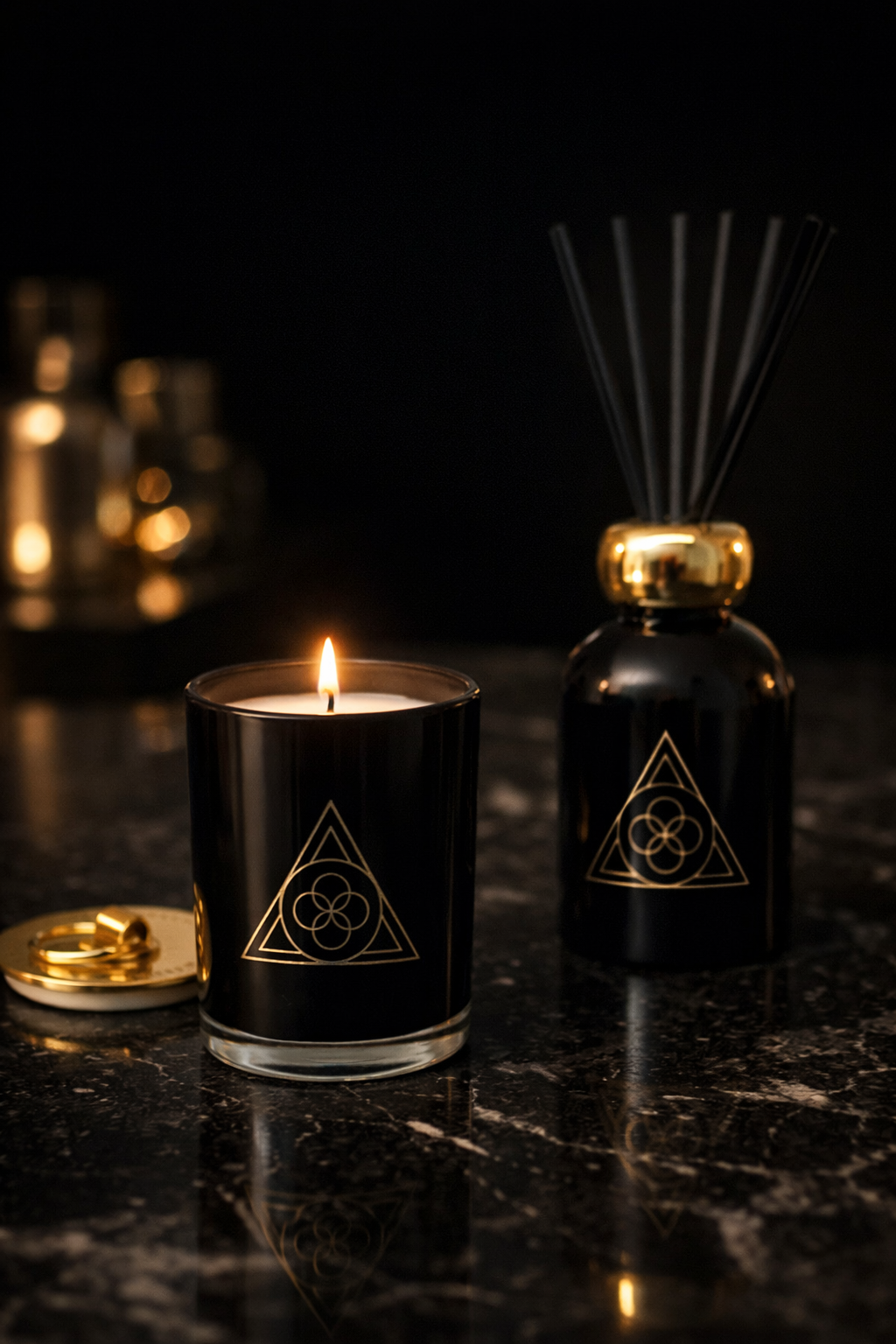 coffret cadeau parfum luxe avec bougie et diffuseur décoration intérieure raffinée