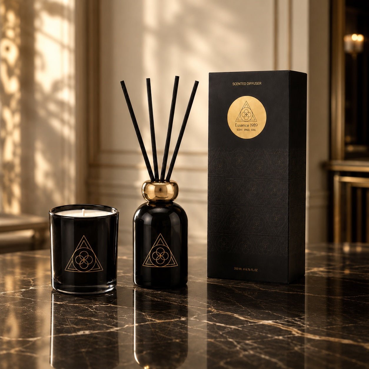 WHITE TEA GIFT SET – LUXURY REED DIFFUSER & SCENTED CANDLE | ESSENCE1989 - ESSENCE 1989Coffret CadeauE1989-COFFRET-WT-200-260