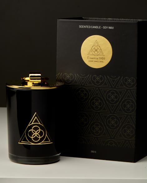bougie parfumée luxe noire 260 g ambiance chaleureuse intérieur raffiné